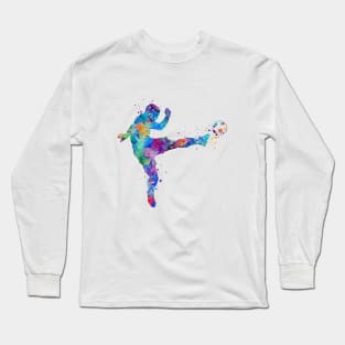 Soccer Player Watercolor Long Sleeve T-Shirt